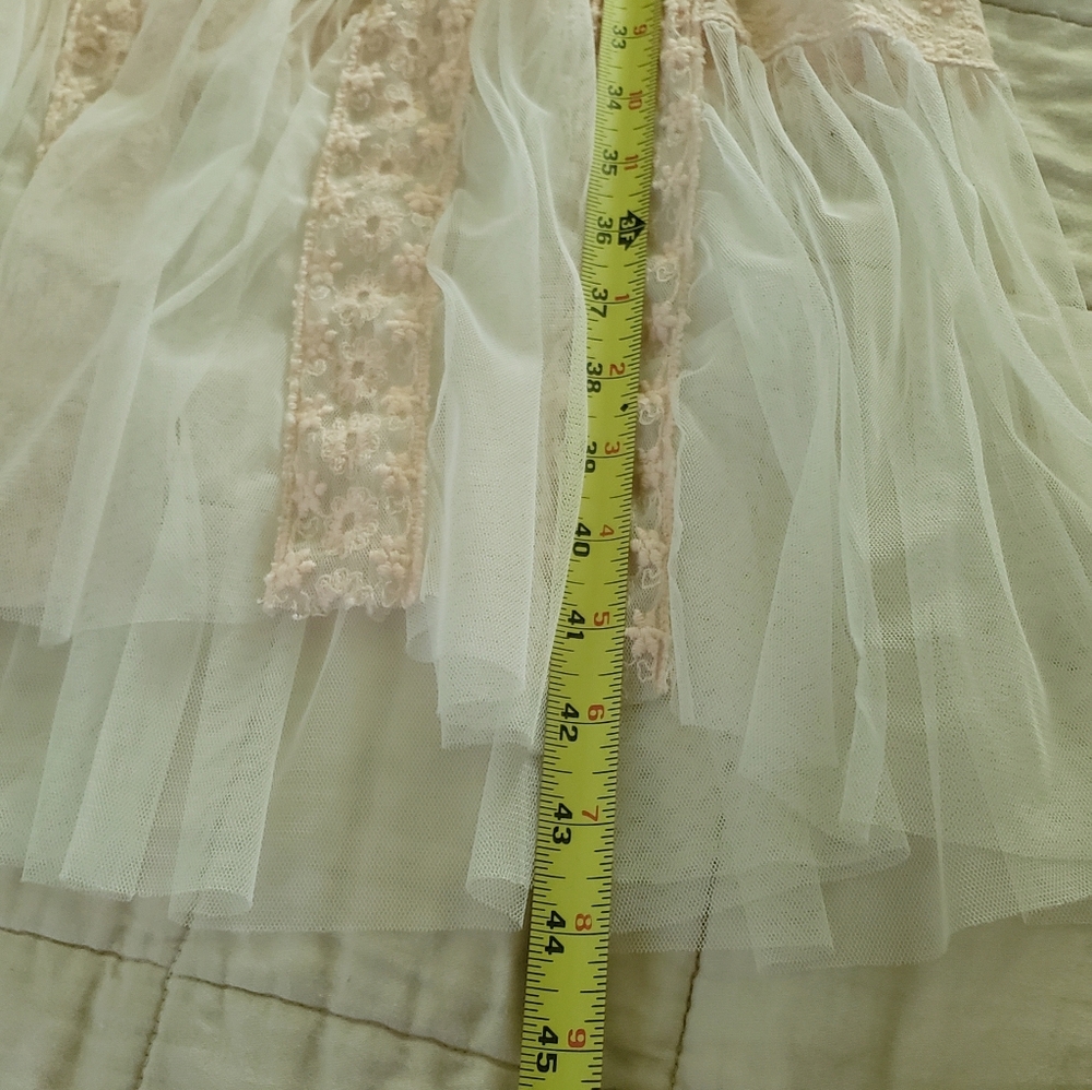 Sheer Dress White Tulle with Blush Crochet Size 1X Ethereal - Picture 7 of 8
